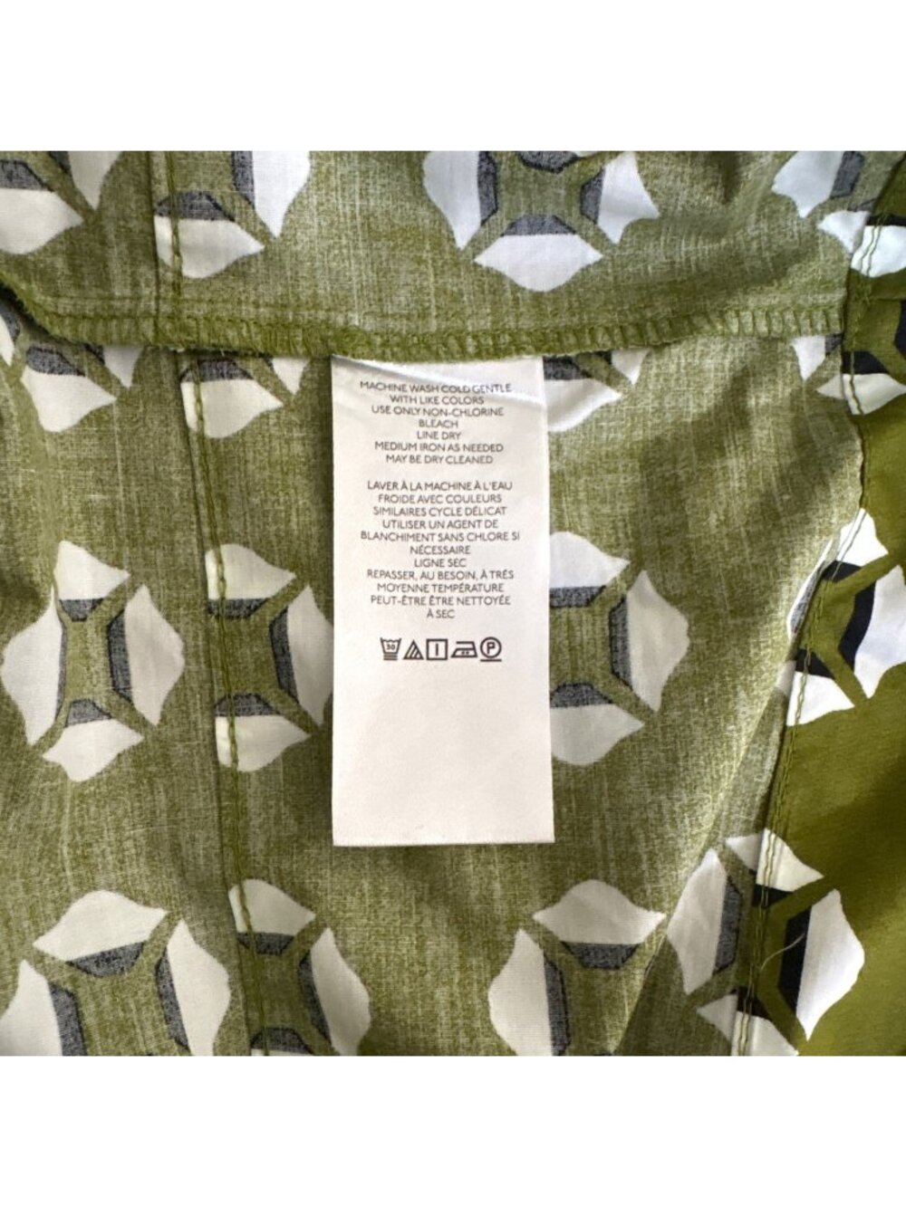 Anthropologie Somerset Olive Green Geometric Print Maxi Dress Size S Pockets - Picture 4 of 11